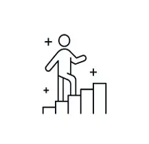 Progress and Improvement: Stick Figure Ascending Steps Stick figure ascending steps, symbolizing progress and improvement